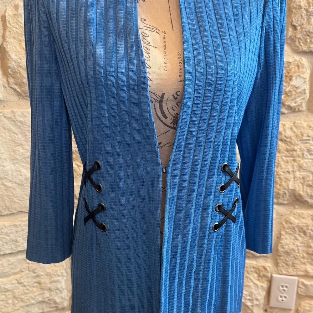 Blue Women's Jacket with Lace-Up Detail